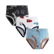Zwiiyzr 2025 Toddler Briefs Cotton Boys Cartoon Underwear Kids Underpants Size 3-11Years (Pack Of 3) Black